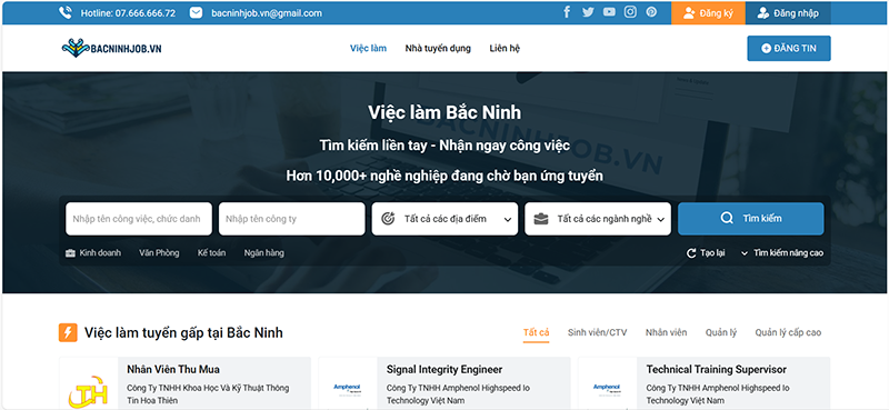 Giao diện tìm việc làm giáo dục trên nền tảng tuyển dụng địa phương